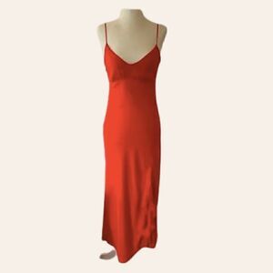 Zara Red Polka Dots Print Strappy Camisole Midi Dress Size XS